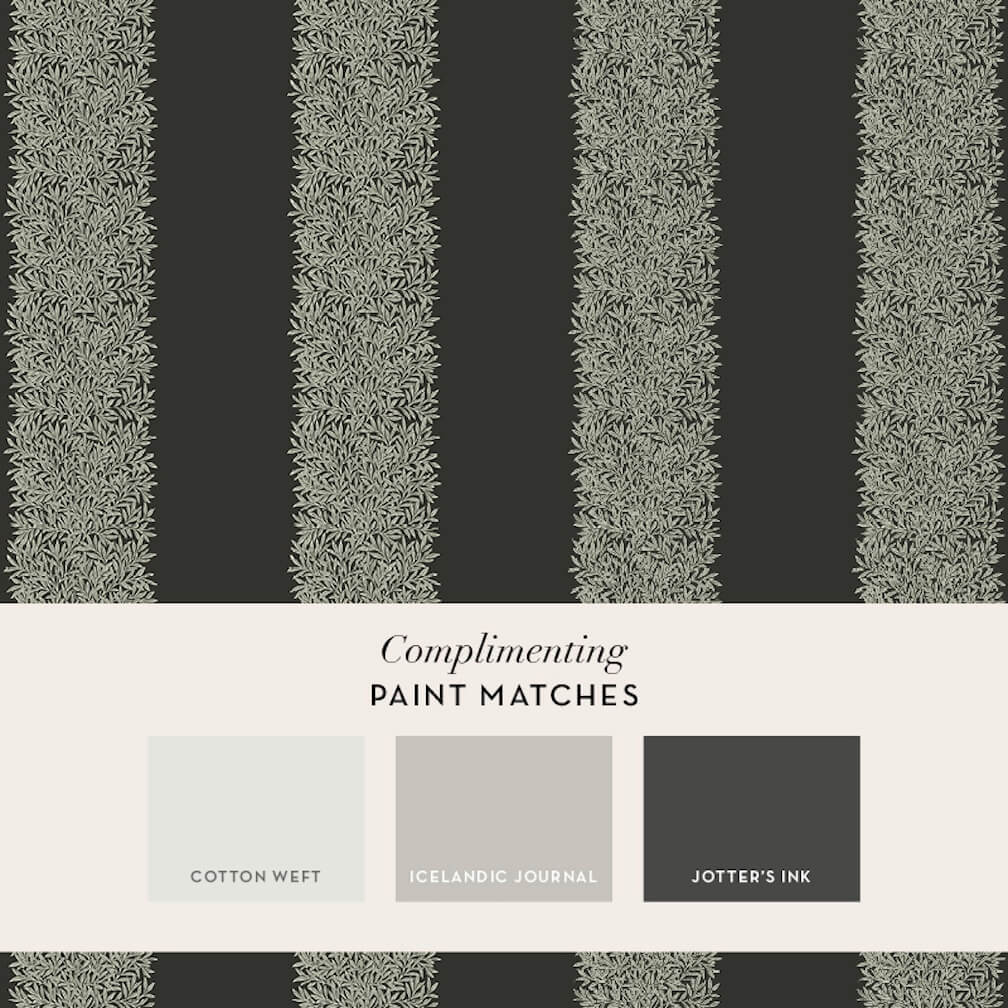 William Morris Willow Stripe Charcoal Wallpaper