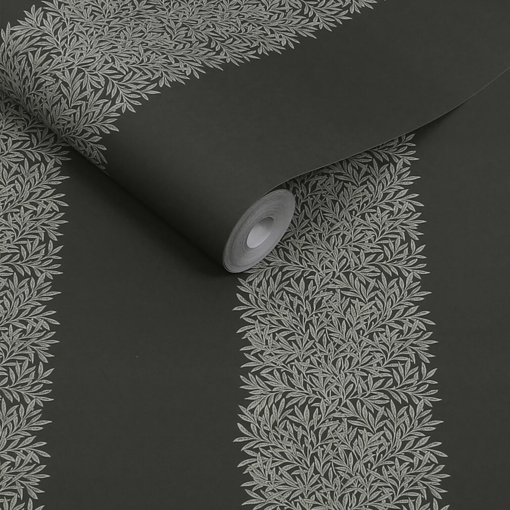 William Morris Willow Stripe Charcoal Wallpaper