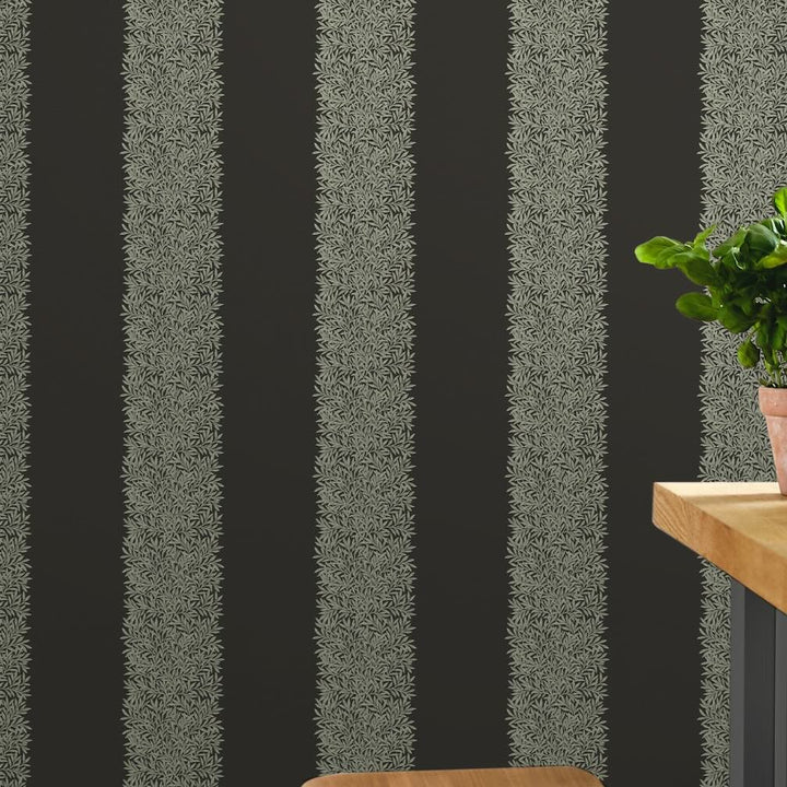 William Morris Willow Stripe Charcoal Wallpaper