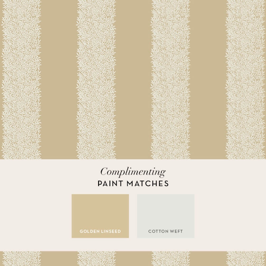 William Morris Willow Stripe Almond Wallpaper