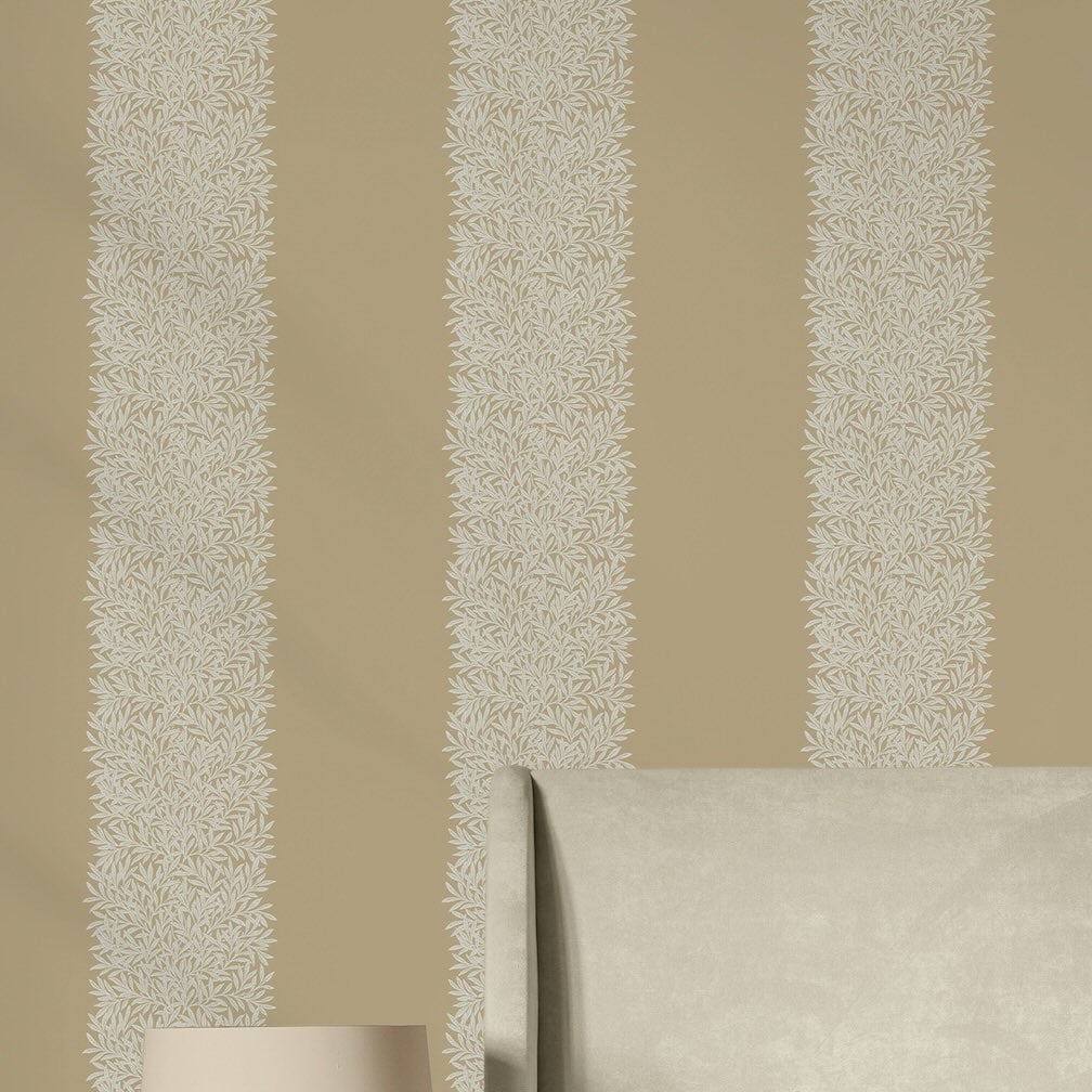 William Morris Willow Stripe Almond Wallpaper
