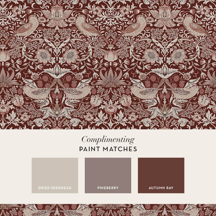 William Morris Strawberry Thief Damson Wallpaper