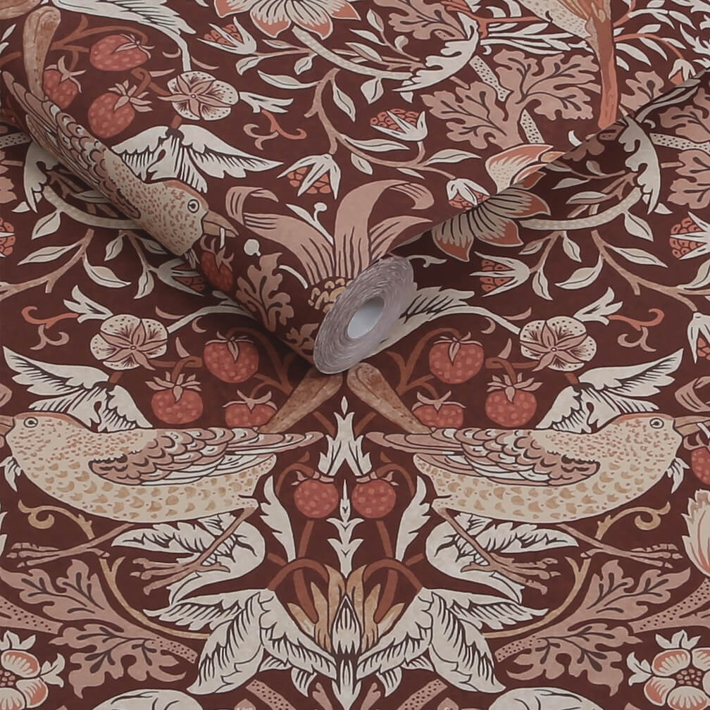 William Morris Strawberry Thief Damson Wallpaper