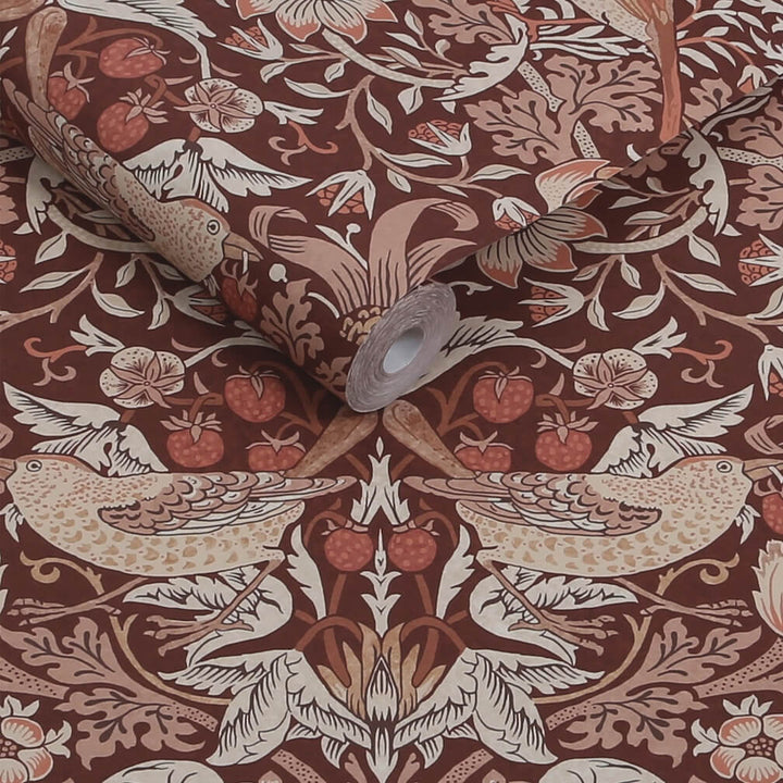 William Morris Strawberry Thief Damson Wallpaper