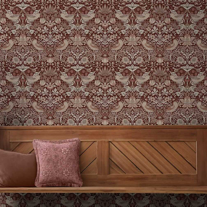 William Morris Strawberry Thief Damson Wallpaper