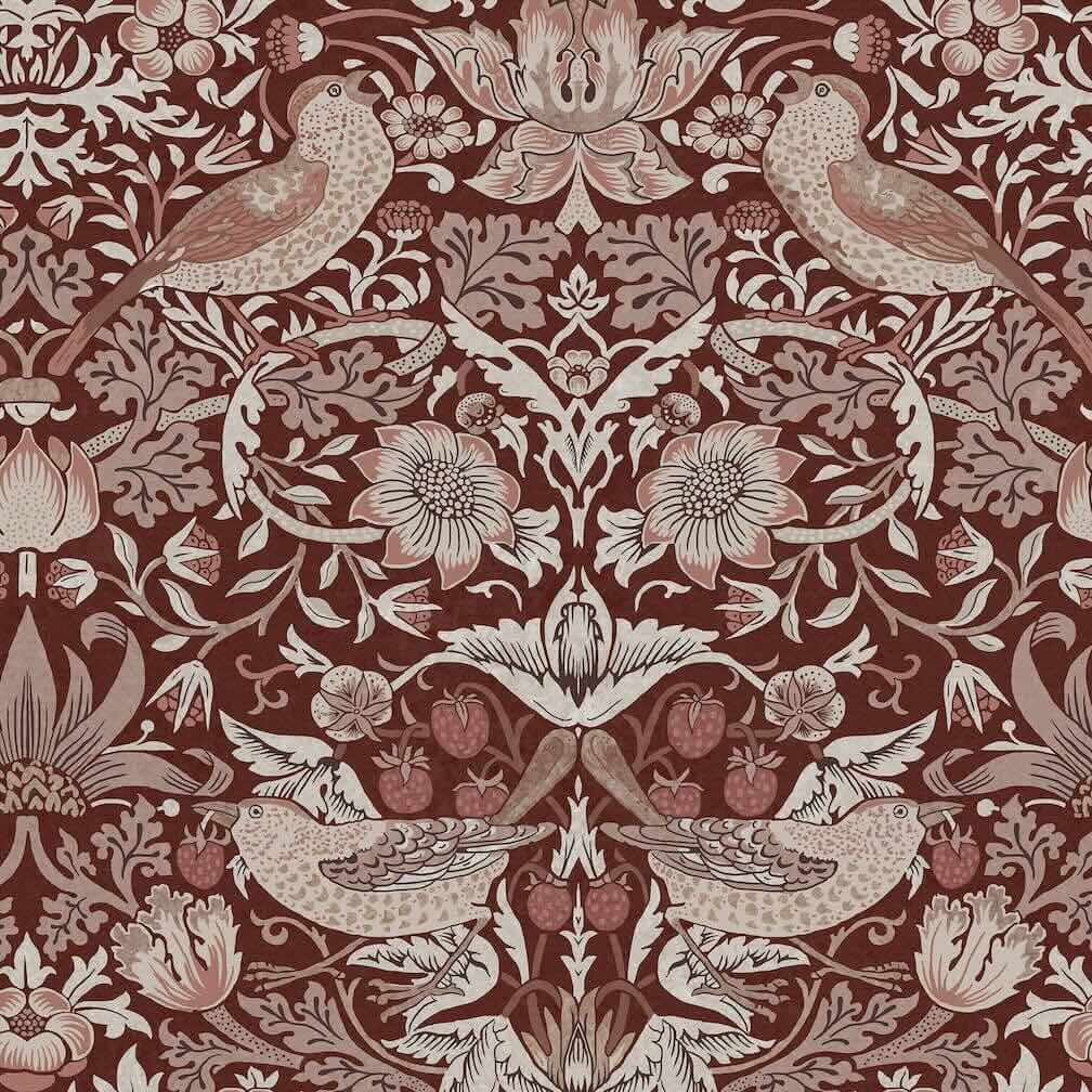 William Morris Strawberry Thief Damson Wallpaper