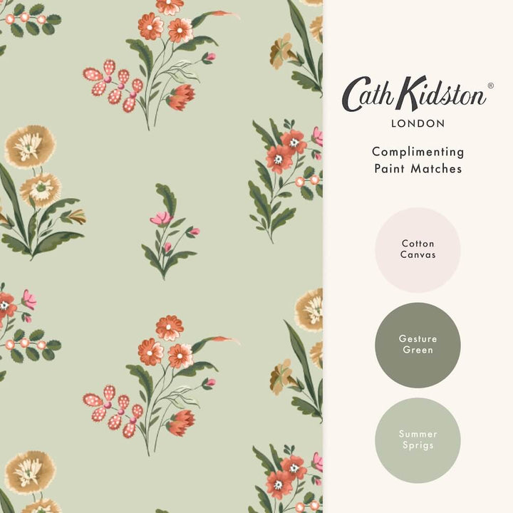 Cath Kidston Flutter Bunches Sage Wallpaper