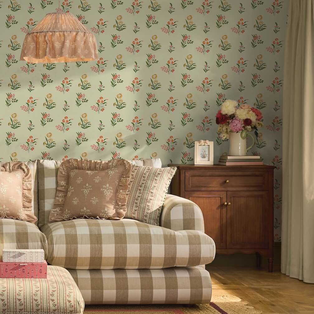 Cath Kidston Flutter Bunches Sage Wallpaper