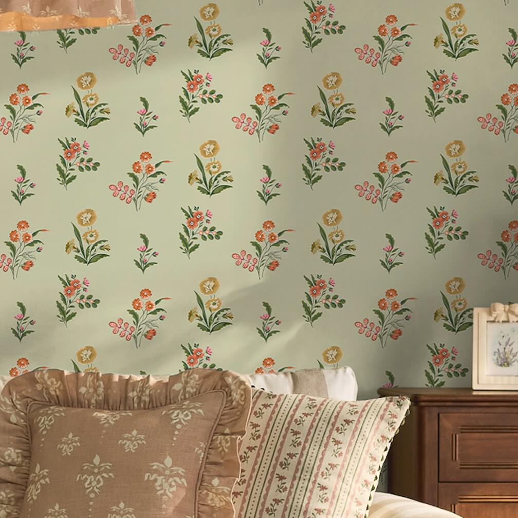 Cath Kidston Flutter Bunches Sage Wallpaper