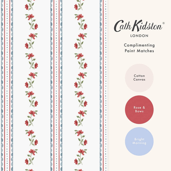 Cath Kidston Treasure Floral Red & Blue Wallpaper