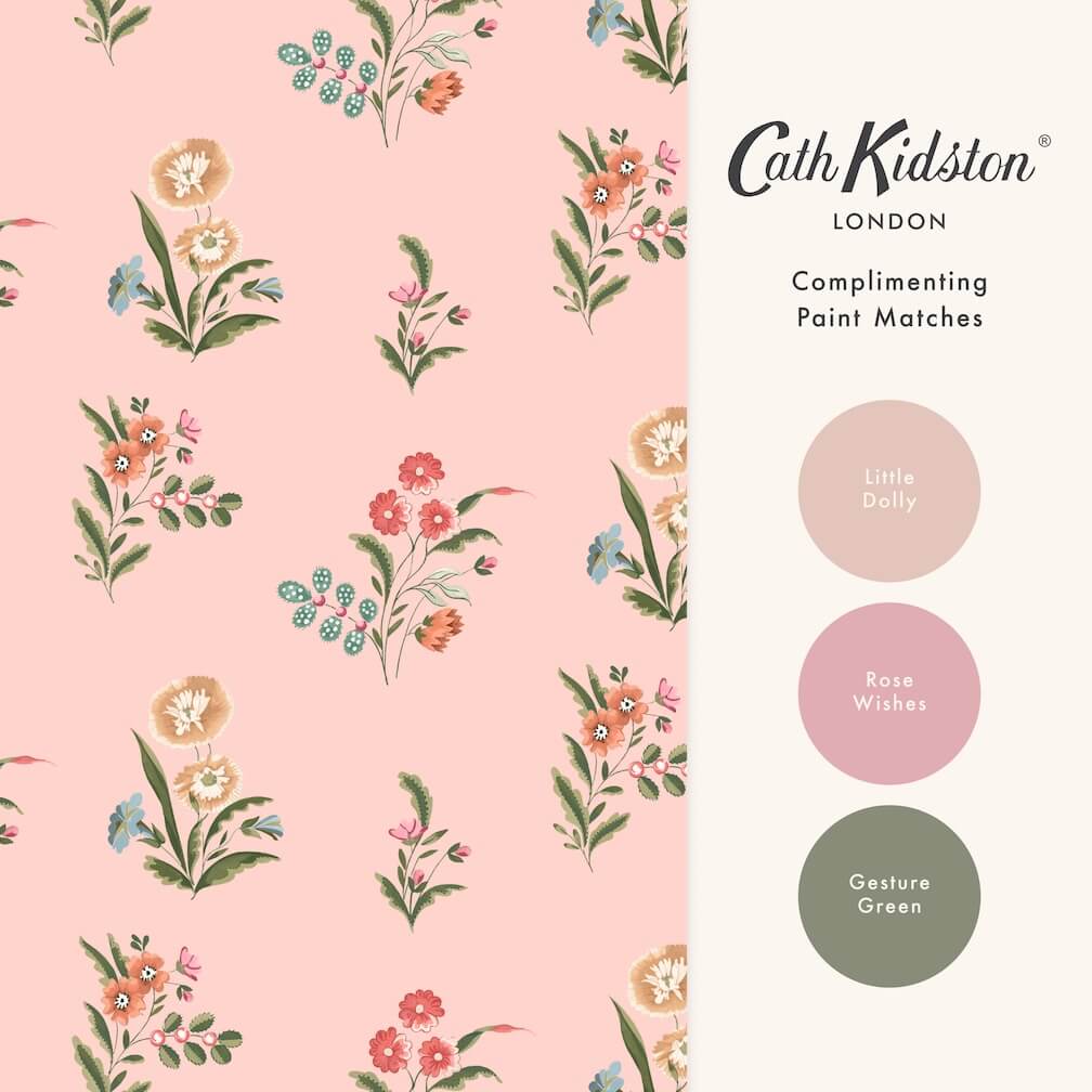 Cath Kidston Flutter Bunches Pink Wallpaper