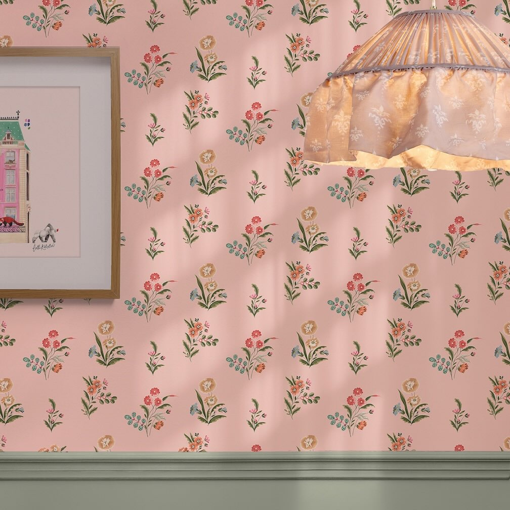 Cath Kidston Flutter Bunches Pink Wallpaper