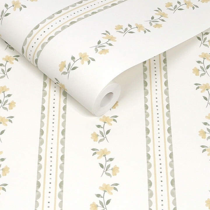 Cath Kidston Treasure Floral Lemon and Sage Wallpaper