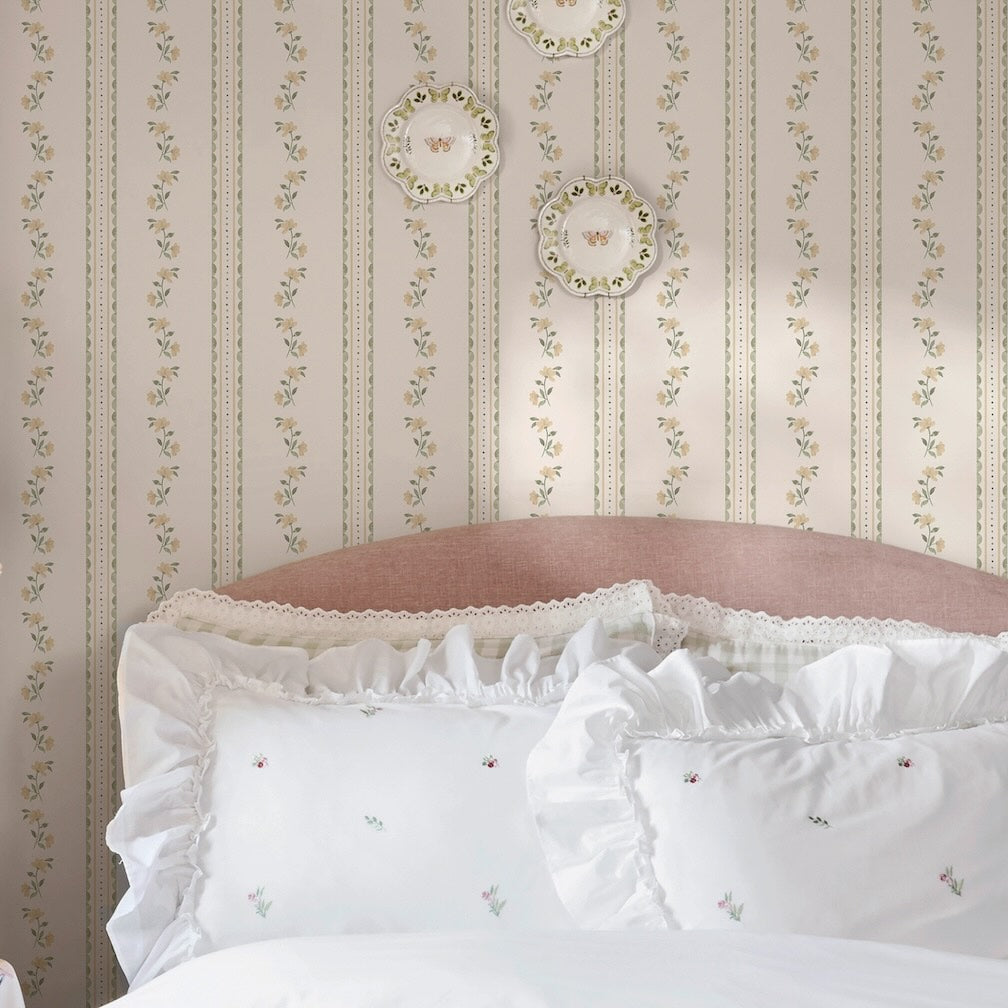 Cath Kidston Treasure Floral Lemon and Sage Wallpaper