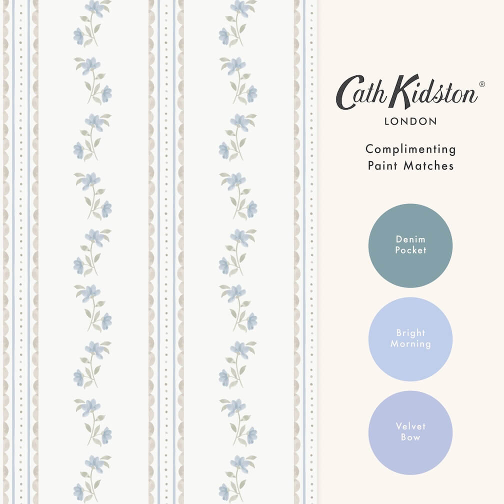 Cath Kidston Treasure Floral Powder Blue Wallpaper