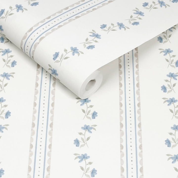 Cath Kidston Treasure Floral Powder Blue Wallpaper