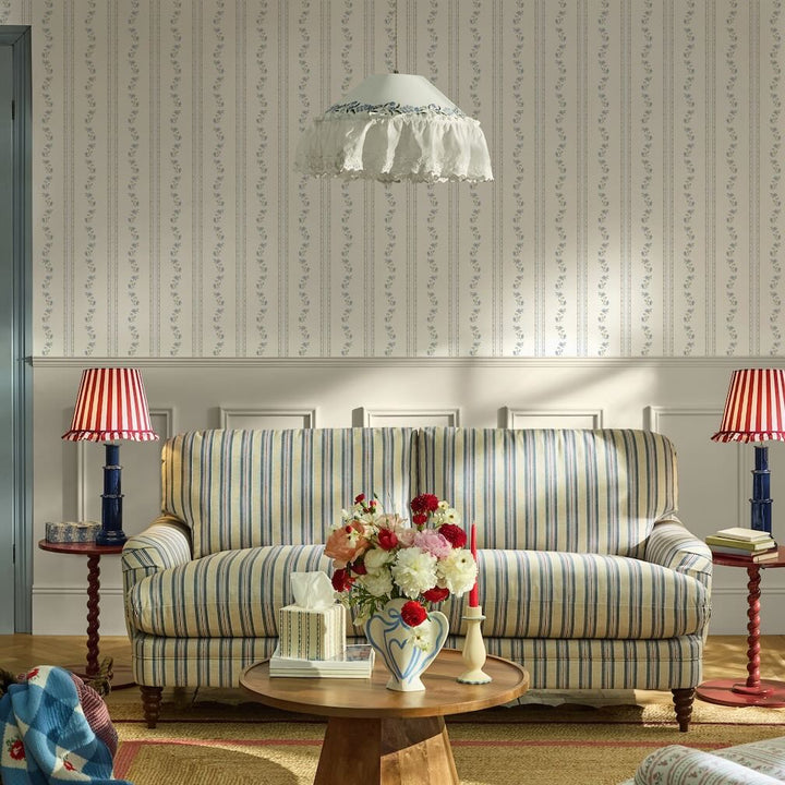 Cath Kidston Treasure Floral Powder Blue Wallpaper