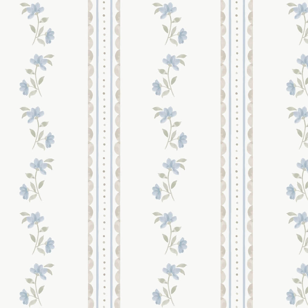 Cath Kidston Treasure Floral Powder Blue Wallpaper