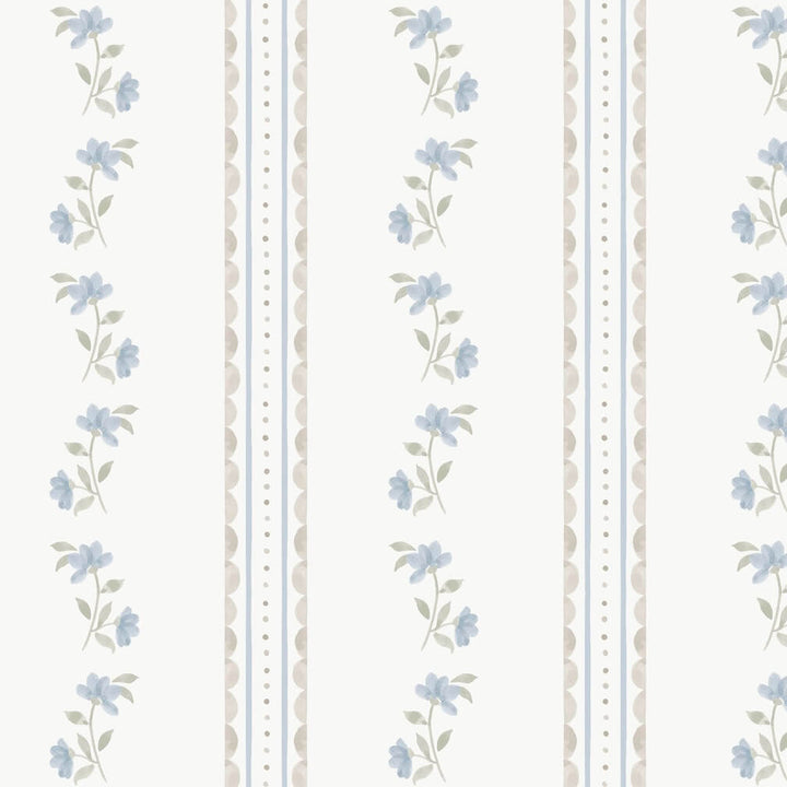 Cath Kidston Treasure Floral Powder Blue Wallpaper