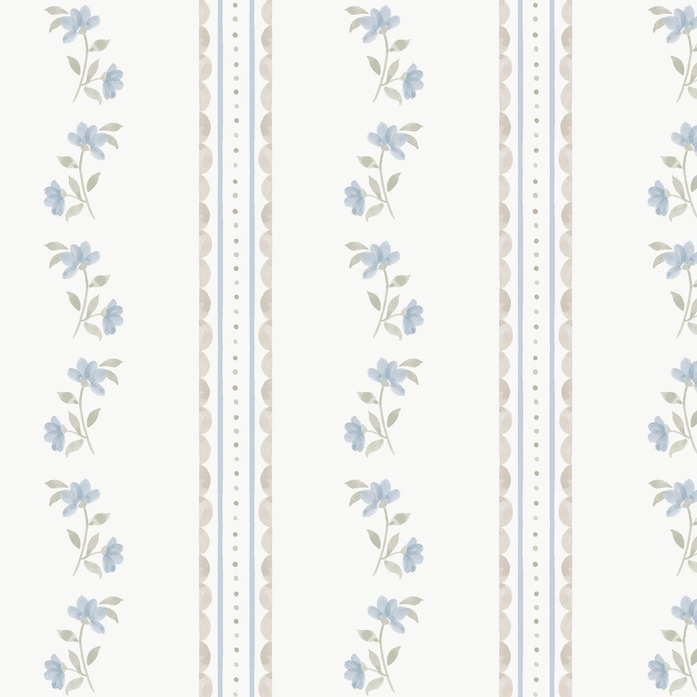 Cath Kidston Treasure Floral Powder Blue Wallpaper