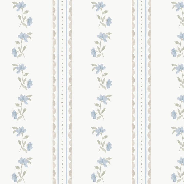 Cath Kidston Treasure Floral Powder Blue Wallpaper