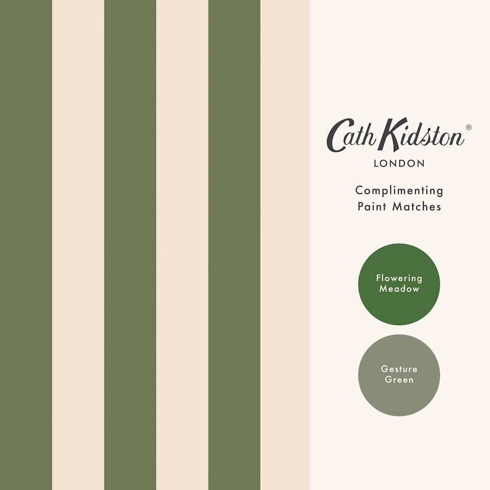 Cath Kidston Canopy Stripe Vintage Green Wallpaper