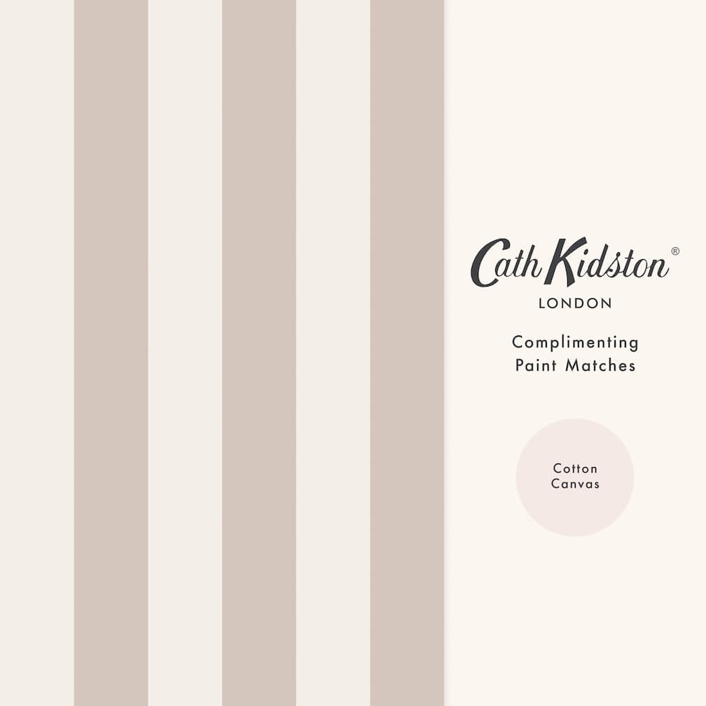 Cath Kidston Canopy Stripe Rose Pink and Cream Wallpaper