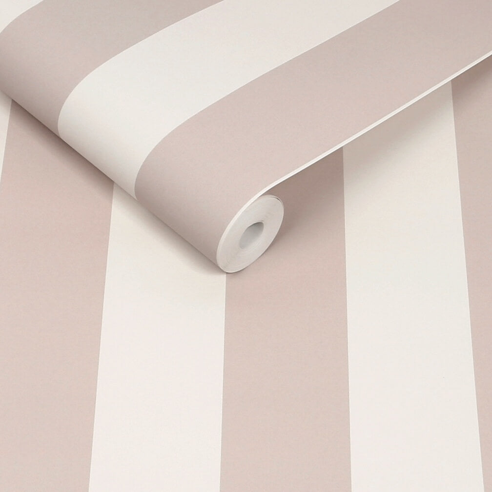 Cath Kidston Canopy Stripe Rose Pink and Cream Wallpaper