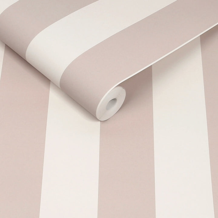 Cath Kidston Canopy Stripe Rose Pink and Cream Wallpaper
