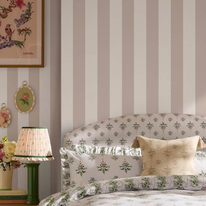 Cath Kidston Canopy Stripe Rose Pink and Cream Wallpaper