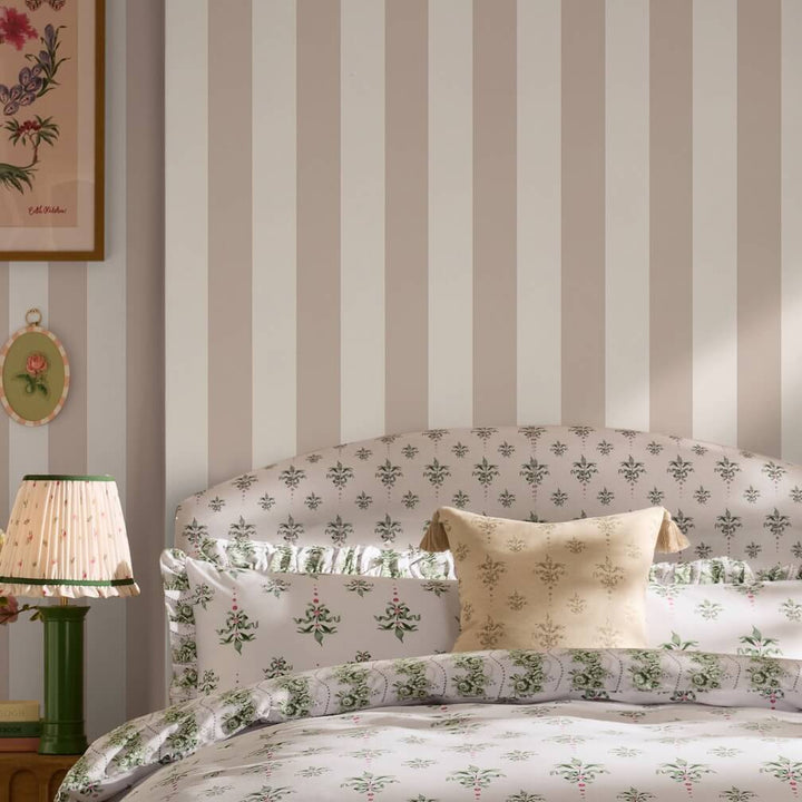 Cath Kidston Canopy Stripe Rose Pink and Cream Wallpaper