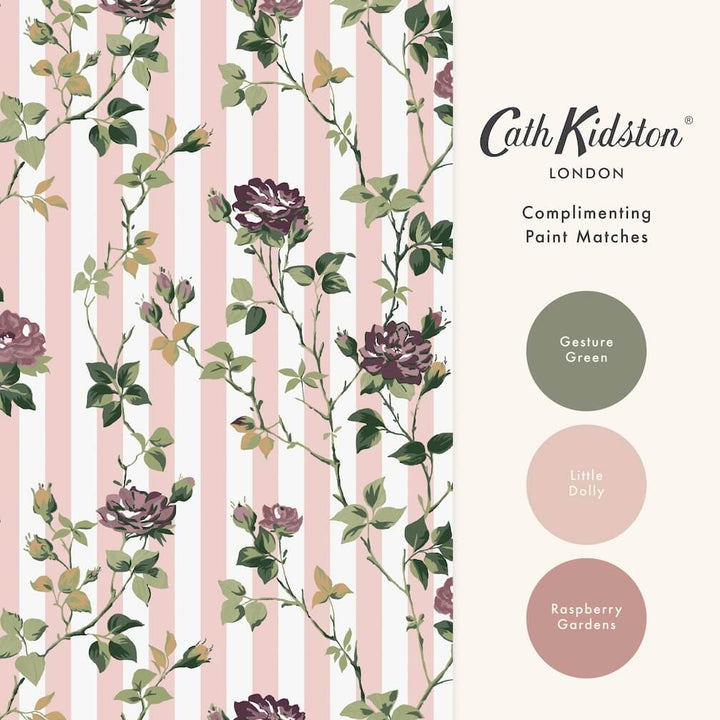 Cath Kidston Climbing Rose Pink and Mauve Wallpaper