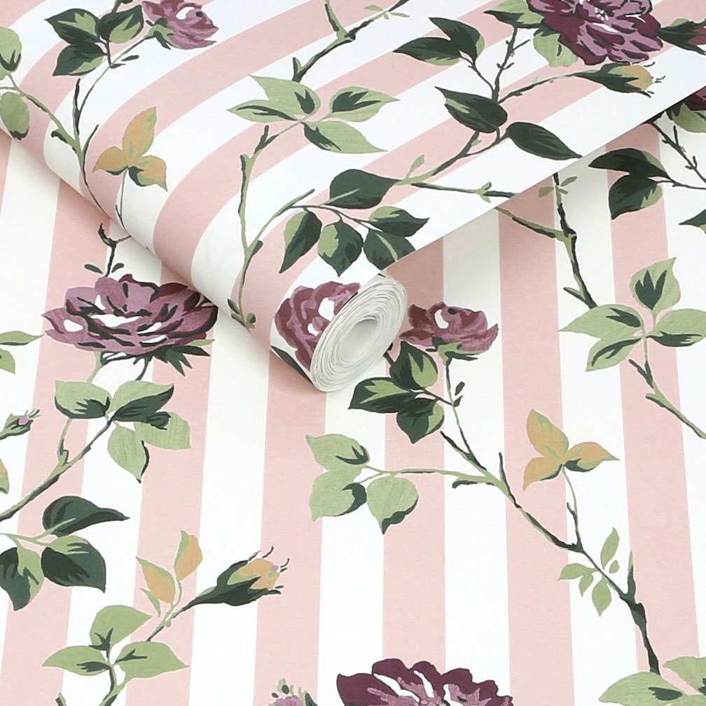 Cath Kidston Climbing Rose Pink and Mauve Wallpaper