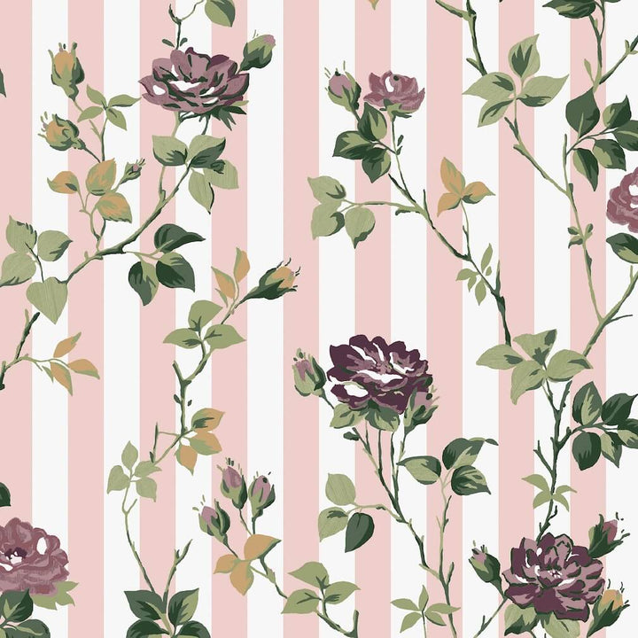 Cath Kidston Climbing Rose Pink and Mauve Wallpaper