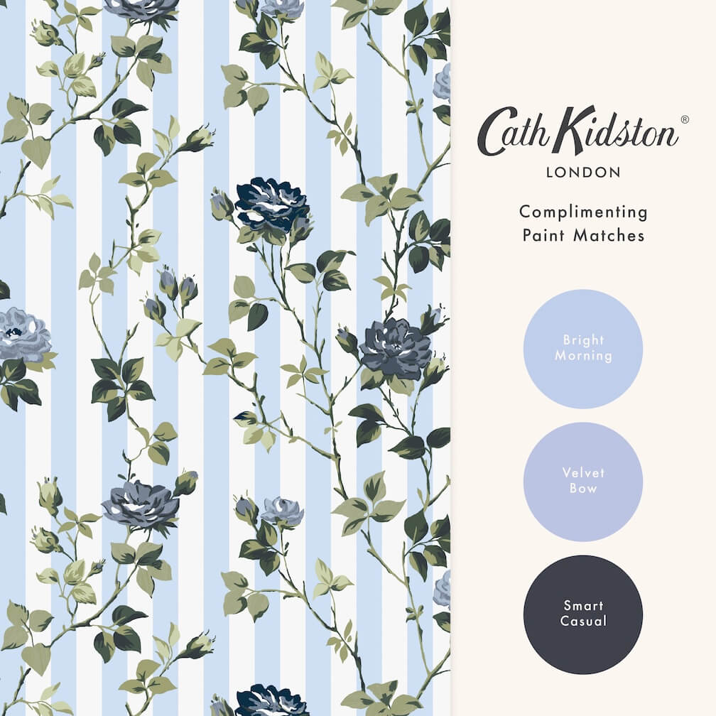 Cath Kidston Climbing Rose Blue Wallpaper