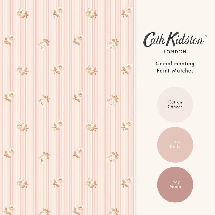 Cath Kidston Rose Spaced Stripe Pink Wallpaper