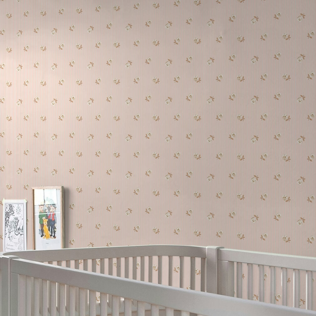 Cath Kidston Rose Spaced Stripe Pink Wallpaper