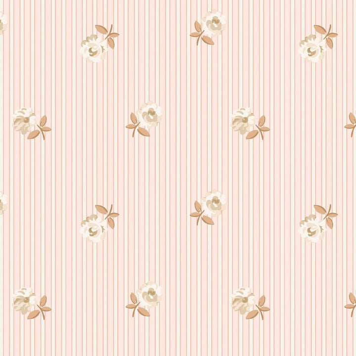 Cath Kidston Rose Spaced Stripe Pink Wallpaper