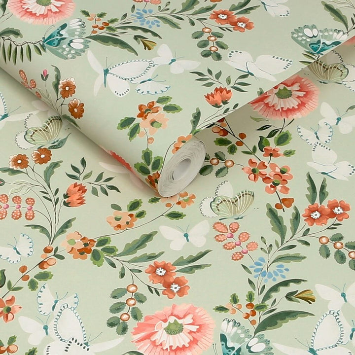 Cath Kidston Butterfly Dance Sage Wallpaper