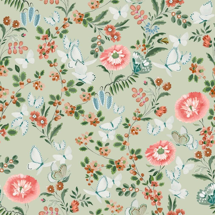 Cath Kidston Butterfly Dance Sage Wallpaper