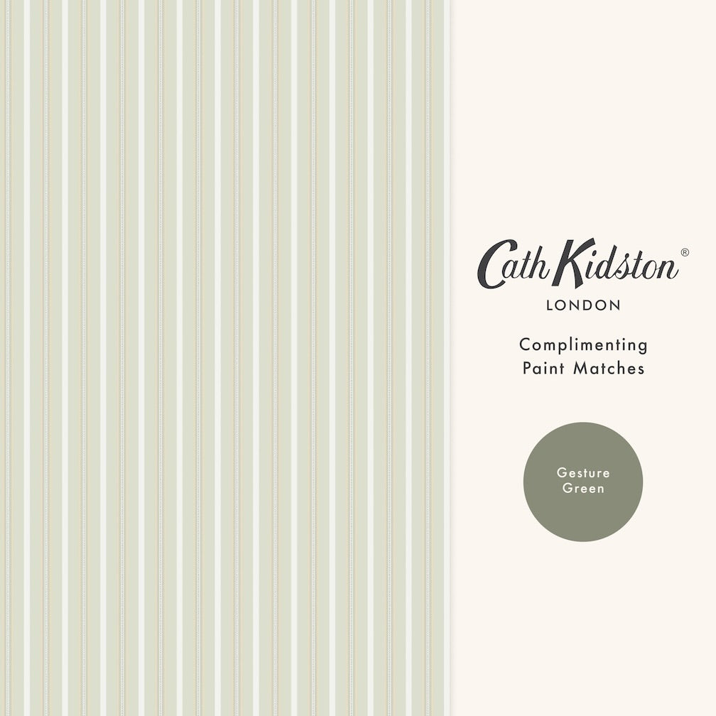 Cath Kidston Stitched Stripe Sage Wallpaper