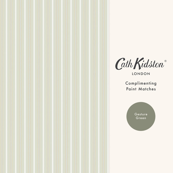 Cath Kidston Stitched Stripe Sage Wallpaper
