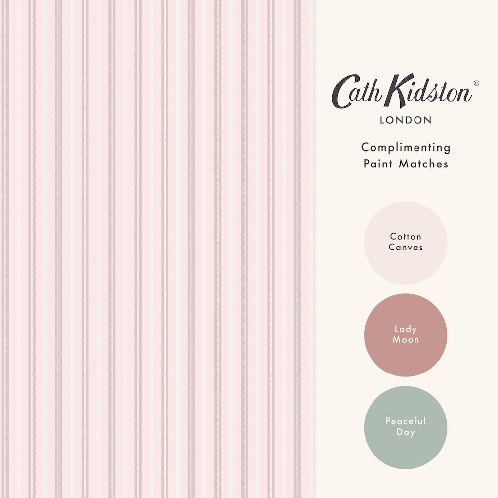 Cath Kidston Stitched Stripe Pink Wallpaper