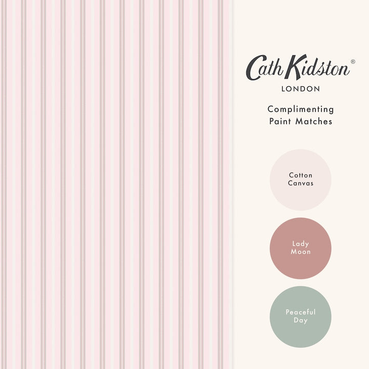 Cath Kidston Stitched Stripe Pink Wallpaper
