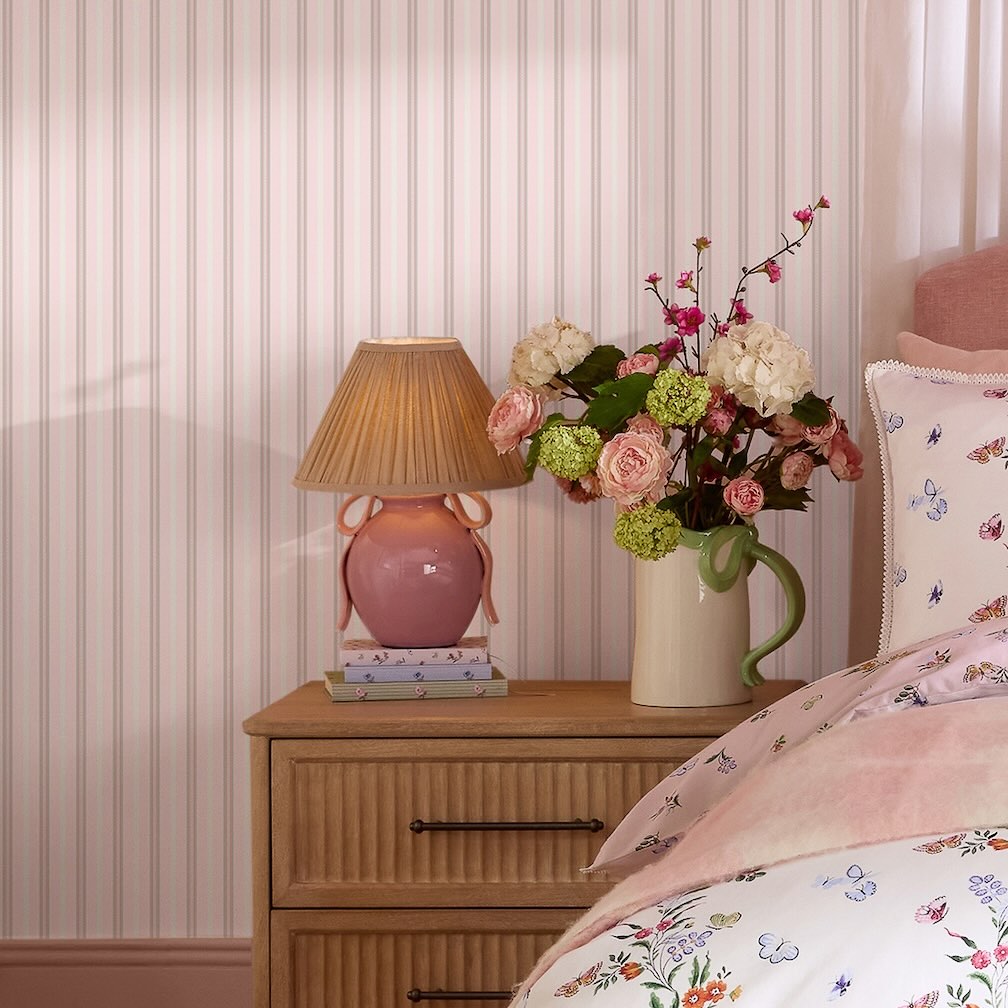 Cath Kidston Stitched Stripe Pink Wallpaper