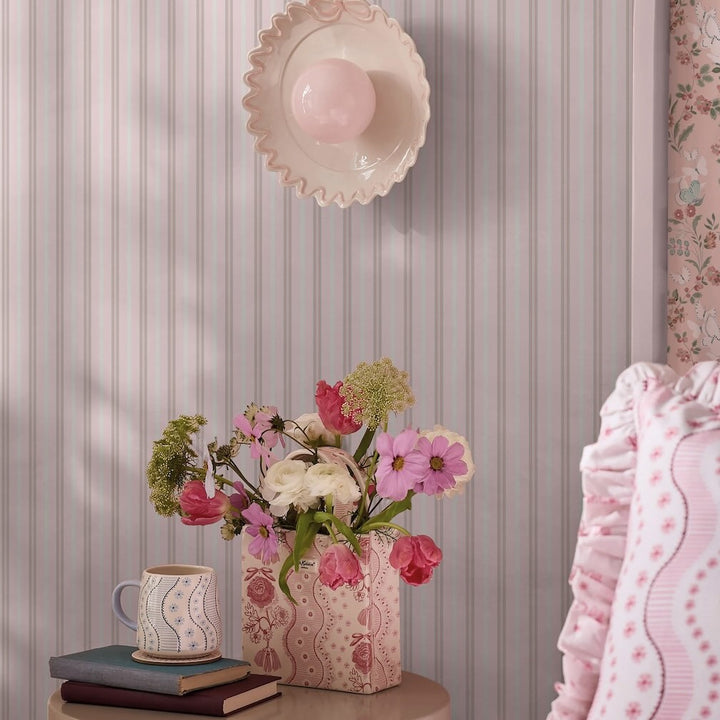 Cath Kidston Stitched Stripe Pink Wallpaper