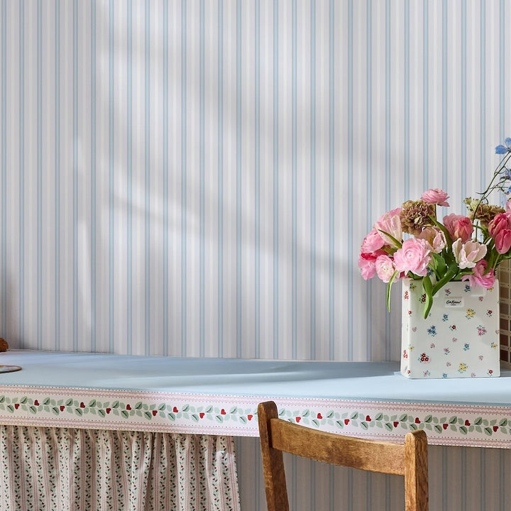 Cath Kidston Stitched Stripe Blue Wallpaper