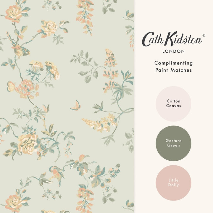 Cath Kidston Birds and Roses Sage Wallpaper