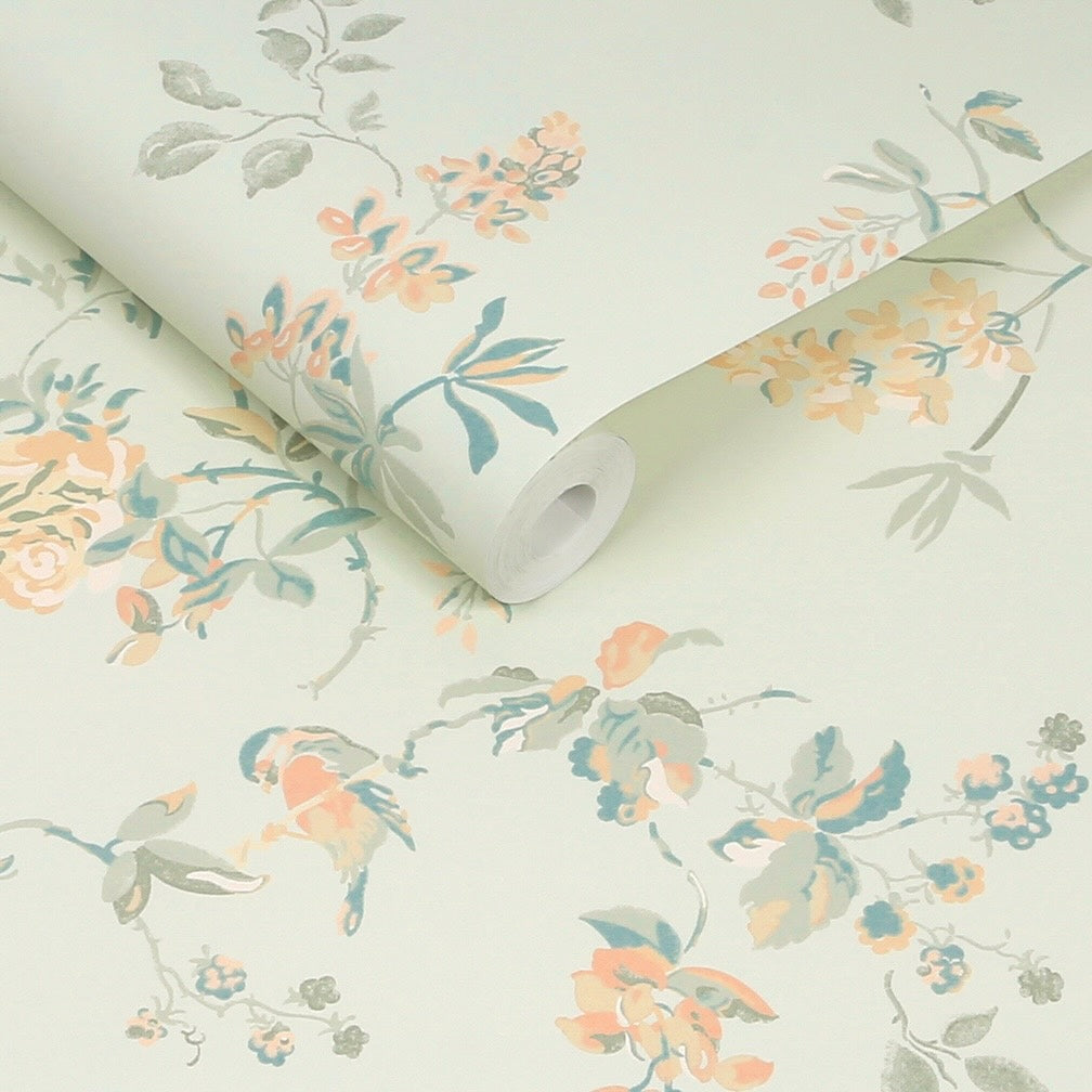Cath Kidston Birds and Roses Sage Wallpaper