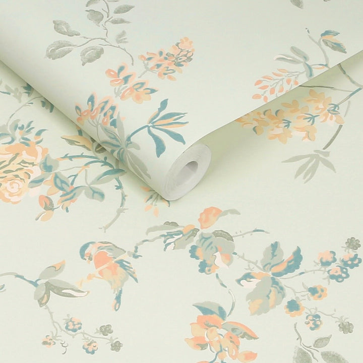 Cath Kidston Birds and Roses Sage Wallpaper